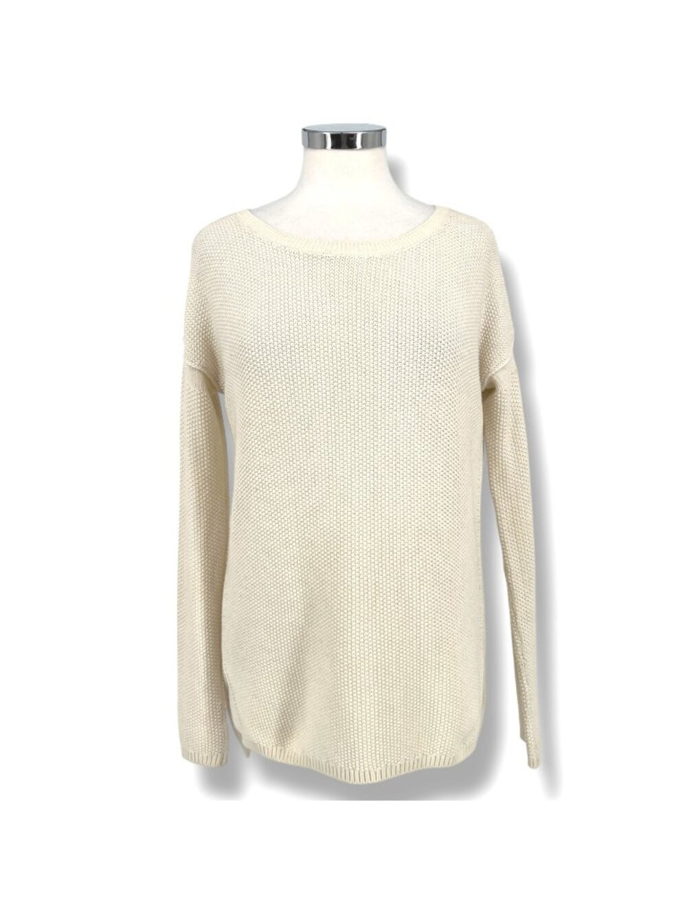 Vince Cream Lattice Knit Sweater Casual Preppy Cozy Coastal Size XS